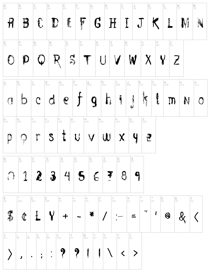 Vtks Entulho font map